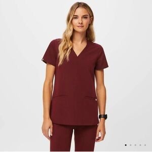 Figs Casma Three-pocket scrub top (burgundy S)